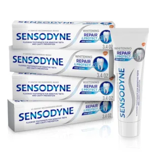 Sensodyne Repair and Protect Whitening Toothpaste, Toothpaste for Sensitive Teeth , 3.4 oz (Pack of 4)